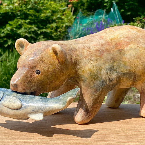 木彫りの熊風 陶器の熊 その他置物 工房ホリタ陶芸部 通販 17452841