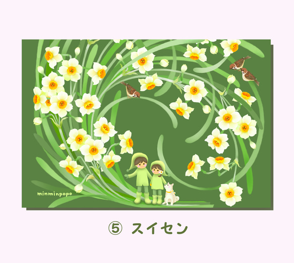 春の花ポストカード№1　季節のお花や風景と妖精たち【選べる３枚セット】 6枚目の画像