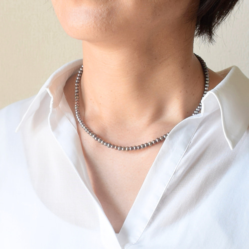 グレーベビー淡水パール ネックレス 小粒 重ね付け シンプル 普段使い 