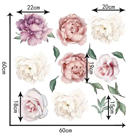 ウォールステッカー　ウォールデコ　2枚セット　モノトーンHESPERUS+DD015 牡丹の花　癒すDIY壁紙壁シール 6枚目の画像