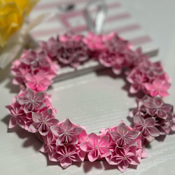 ハンドメイド・桜のリース ペーパークラフト 折り紙 飾り 壁掛け
