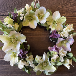 ミモザハーフリース♡クリスマスローズを添えて約26センチ最終SALE‼️ ミモザハーフリース♡クリスマスローズを添えて約26センチ最終