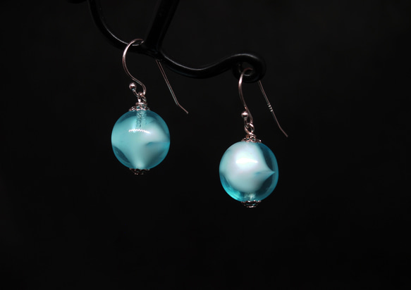 威尼斯穆拉諾琉璃珠耳環  #GE0032 淡水藍 第1張的照片