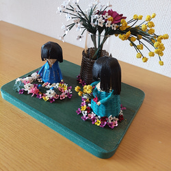 紙ヒモクラフト/お花遊び/お人形/花器(K-039） 3枚目の画像