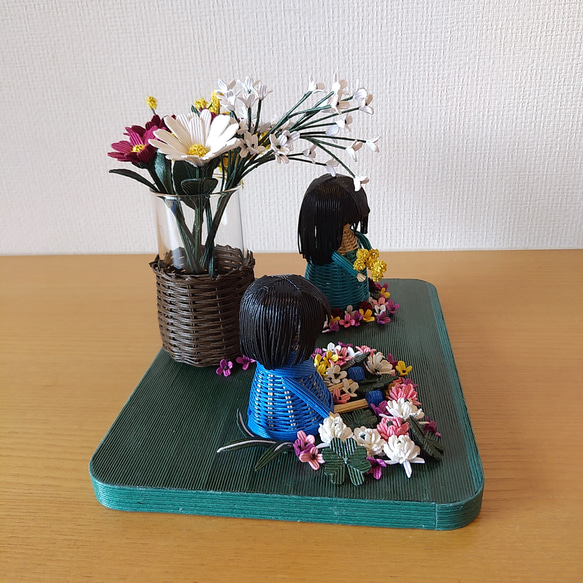 紙ヒモクラフト/お花遊び/お人形/花器(K-039） 7枚目の画像