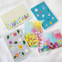お花柄　5枚セット　ポストカード　はがき　イラスト　デザイン　かわいい　インテリア　文房具 1枚目の画像