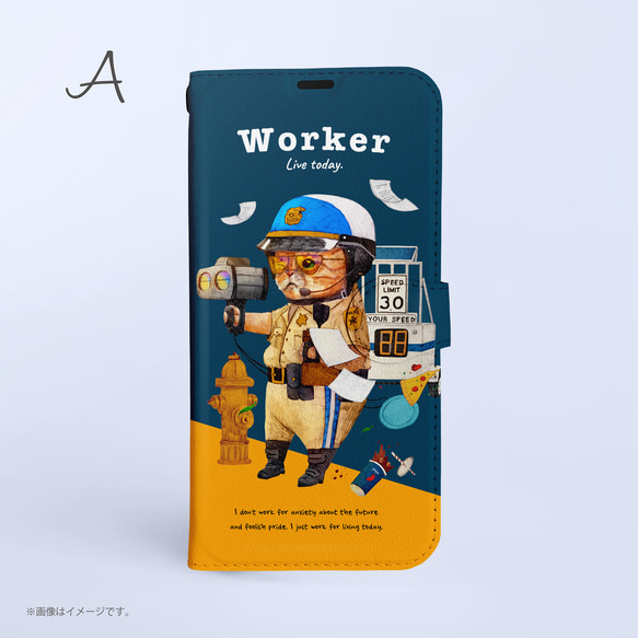 Original手帳型iPhoneケース「WORKER 働くネコ。」 3枚目の画像