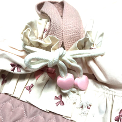 刺繍　リボン柄　ハート　キルティング　レッスンバック　3点セット　ピンク 3枚目の画像