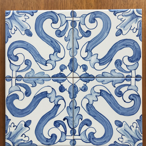 ポルトガルタイル ポルトガル・タイル アズレージョ 4枚セット 飾りや鍋敷きに 14㎝/1枚