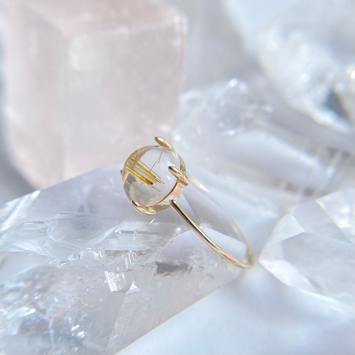 K10 天然ルチルクォーツリング （選べるサイズ）原石から磨き