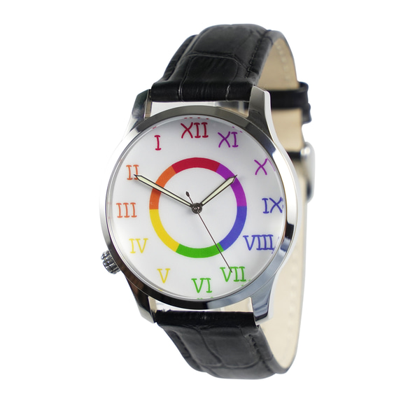 逆時針手錶 彩虹羅馬數字 全球免運 第1張的照片