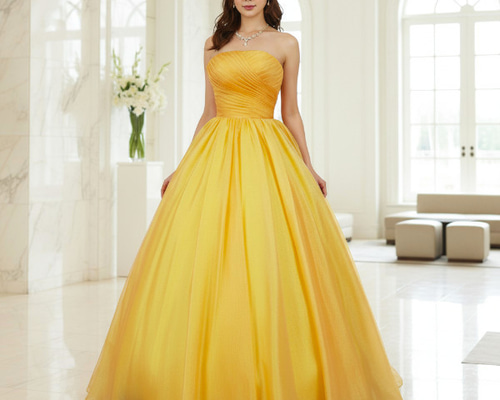 カラードレス 黄色 紫 結婚式 演奏会ドレス 舞台衣装 ロングドレス