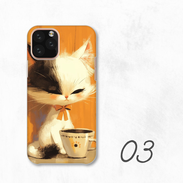 可愛貓咪咖啡館復古動漫風格智慧型手機保護殼相容於所有型號後背式硬殼 NLFT-HARD-a230 第5張的照片