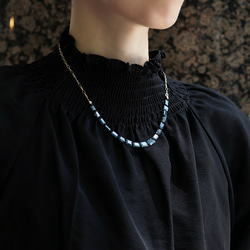 靛藍色藍晶石半長圍脖項鍊 - Harushigure 第2張的照片