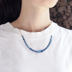 靛藍色藍晶石半長圍脖項鍊 - Harushigure 第4張的照片