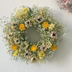 flower wreath アネモネ チューリップ ラナンキュラス かすみ草 リース ドライフラワーリース 3枚目の画像