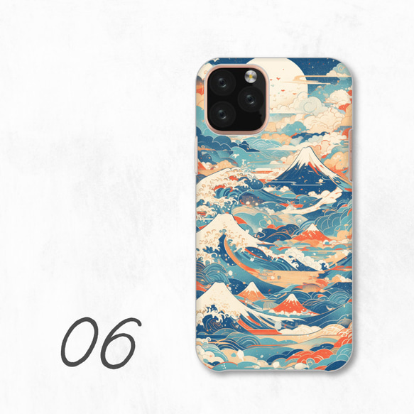波浪海山傳統山水畫藍色富士山智慧型手機保護殼適用於所有型號後置式硬殼 NLFT-HARD-a241 第8張的照片