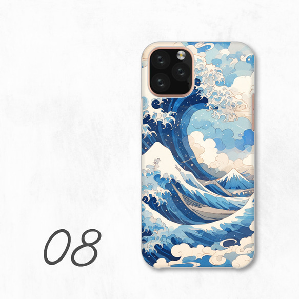 波浪圖案海洋藝術設計藍白色泡沫智慧型手機保護殼相容於所有型號後背式硬殼 NLFT-HARD-a246 第10張的照片