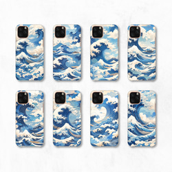 波浪圖案海洋藝術設計藍白色泡沫智慧型手機保護殼相容於所有型號後背式硬殼 NLFT-HARD-a246 第2張的照片