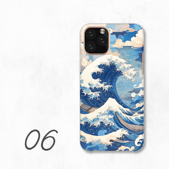 波浪圖案海洋藝術設計藍白色泡沫智慧型手機保護殼相容於所有型號後背式硬殼 NLFT-HARD-a246 第8張的照片