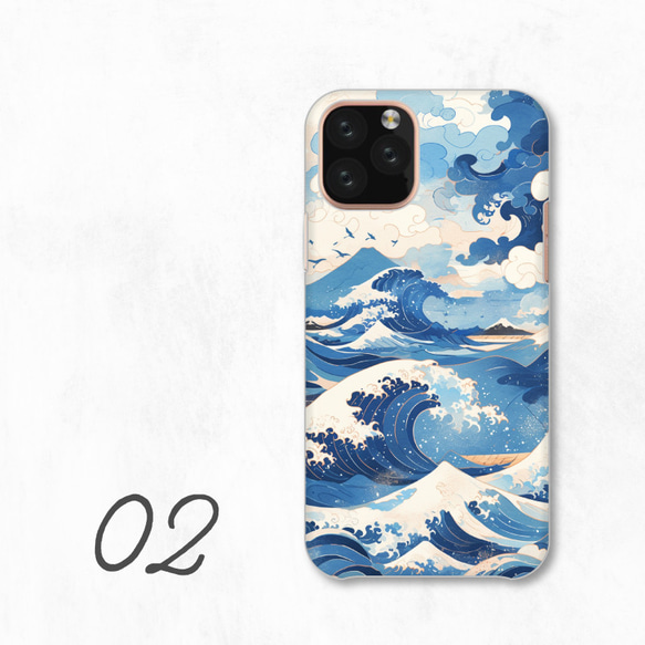 波浪圖案海洋藝術設計藍白色泡沫智慧型手機保護殼相容於所有型號後背式硬殼 NLFT-HARD-a246 第4張的照片