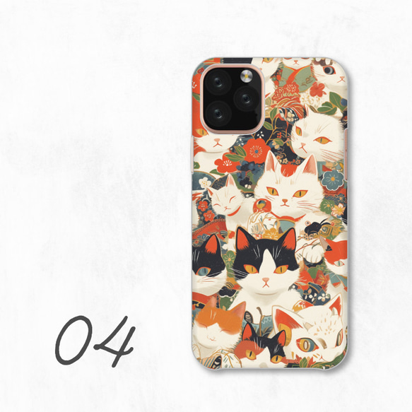 時尚貓日式花卉圖案獨特智慧型手機保護殼，相容於所有型號後背式硬殼 NLFT-HARD-a251 第6張的照片