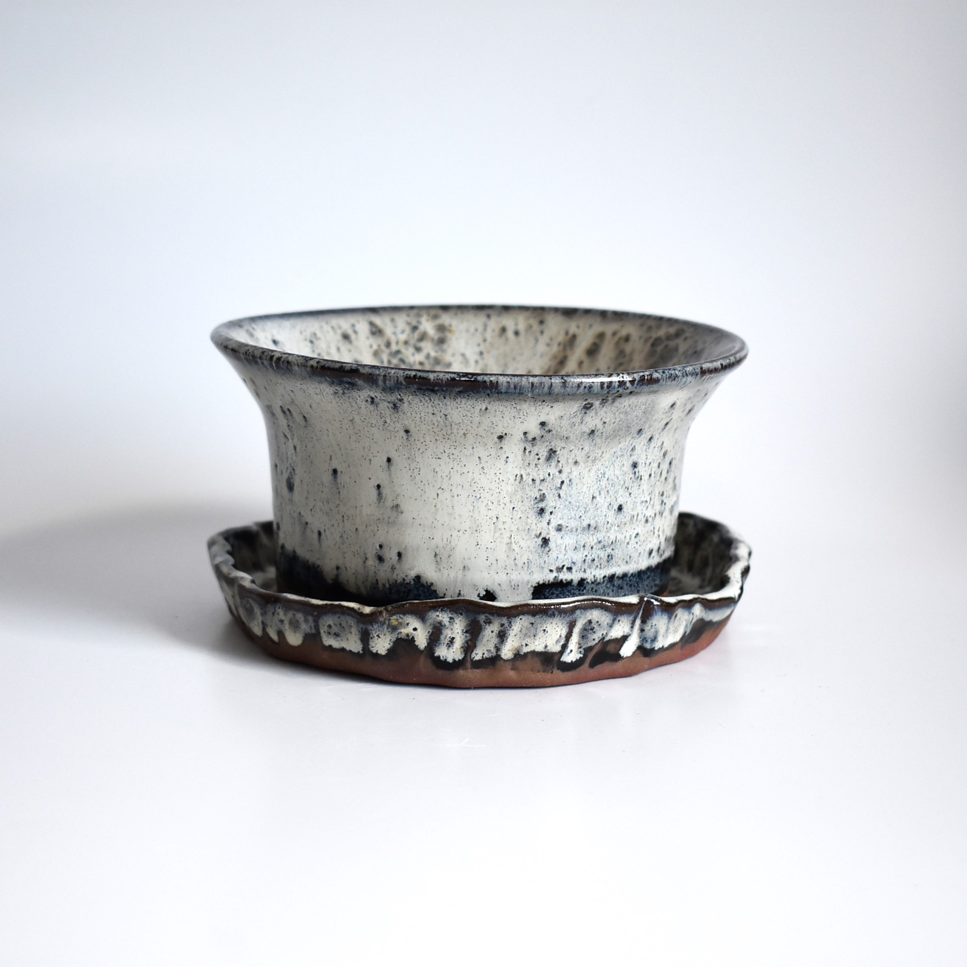 植木鉢CSP02 一点もの(白/光沢/黒/点模様/グレー/赤土)