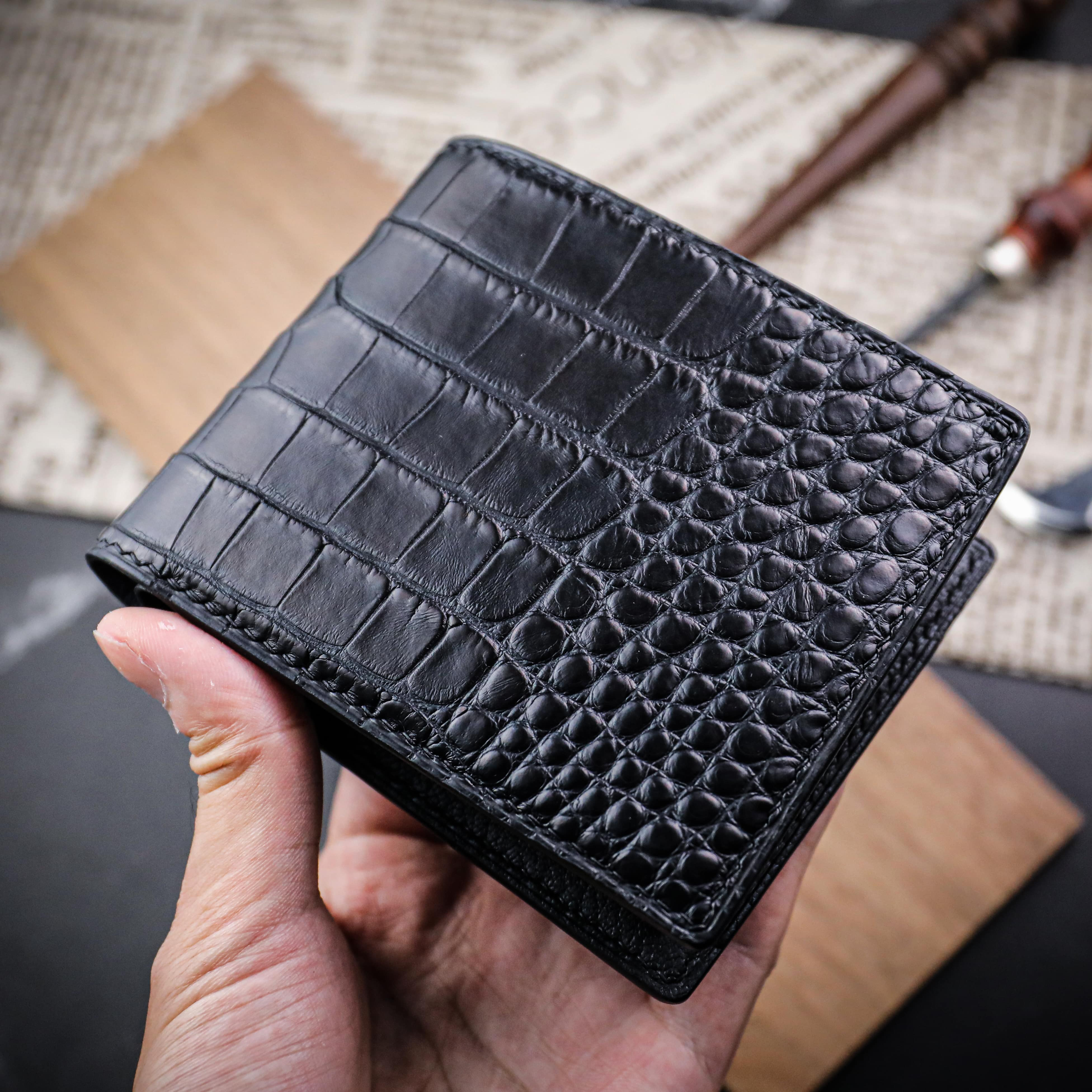 【ショートクリップ・財布】クロコダイル ワニ革 オーダー 刻印 ミスターハンドメイド革製品/オーダー革製品/本革