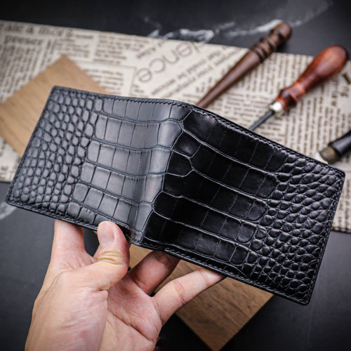 【クロコダイル✕栃木レザーの長財布】ノーブランド。ハンドメイド制作依頼分の中古品 クロコダイル栃木レザーの長財布】ノーブランド。ハンドメイド制作依頼