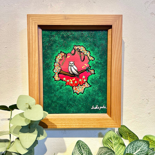 受注制作フクロウの油絵S4正方形パネル 絵画 mimoza 通販