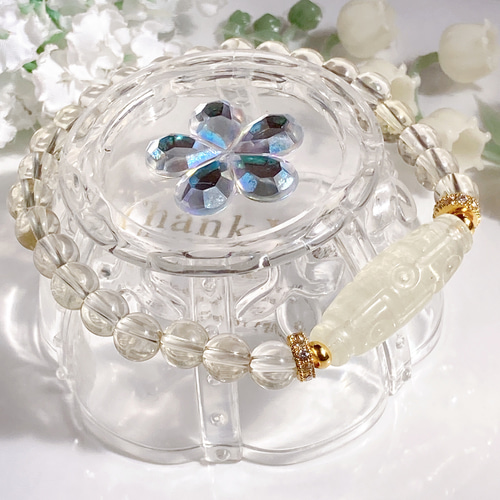 リビアングラス天珠天然非加熱シトリン天然石ブレスレット