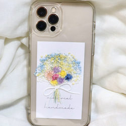 【再販×5】【全機種対応】スマートフォンインナーシート iPhone カバー ケース 花 花束 ブーケ ドライフラワー 3枚目の画像