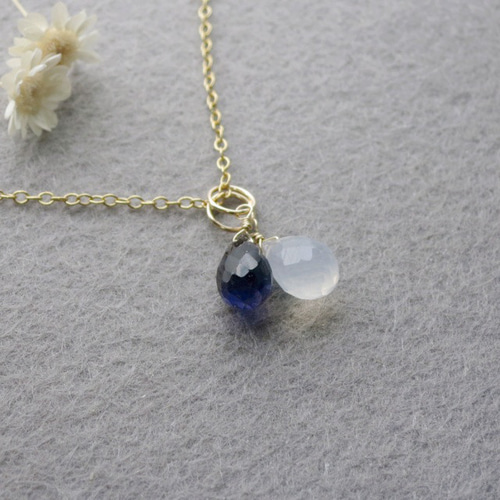 14kgfアイスクォーツ（アイスクリスタル）ドロップカットネックレス