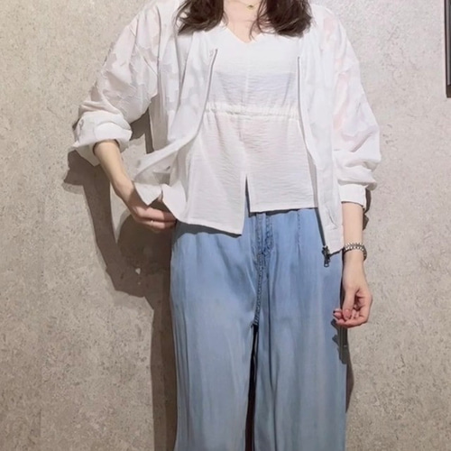春夏アウター 透かしデザイン フラワーレースブルゾン 春夏羽織