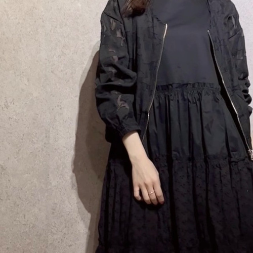 春夏アウター 透かしデザイン フラワーレースブルゾン 春夏羽織