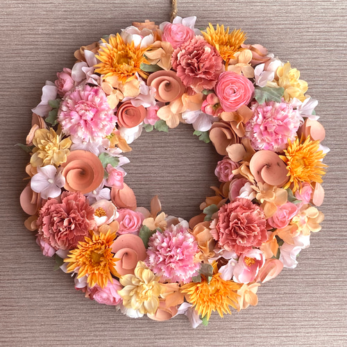 一点物【母の日】お花たっぷりのカーネーションリース 35cm 