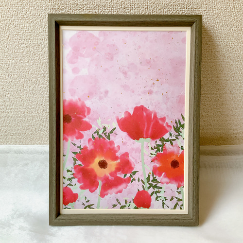 ②お花アート A4サイズ ポスター おしゃれ かわいい 和紙