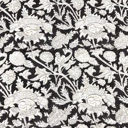 【50cm單位】黑白花印度手工塊印花布料棉質 第3張的照片
