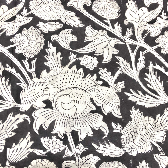 【50cm單位】黑白花印度手工塊印花布料棉質 第2張的照片