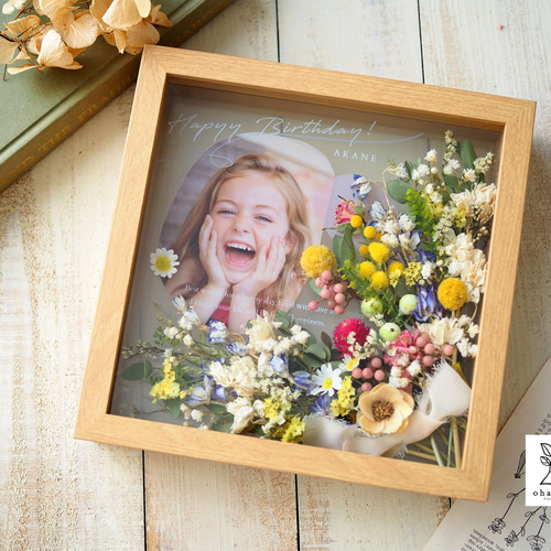 お名前入り写真入り◎結婚祝い/誕生日/送別》プリザーブドフラワー