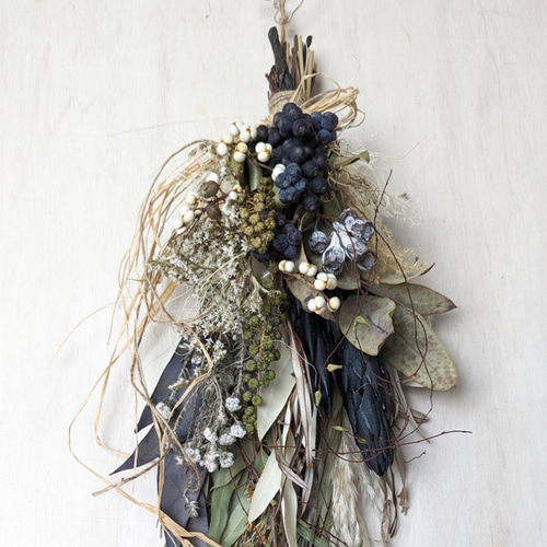 専用＊ミモザ&ダークネイビープロテア ドライフラワースワッグ