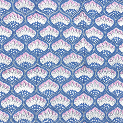 【50cm單位】藍白粉紅花朵印度手工塊印花布料棉質 第4張的照片