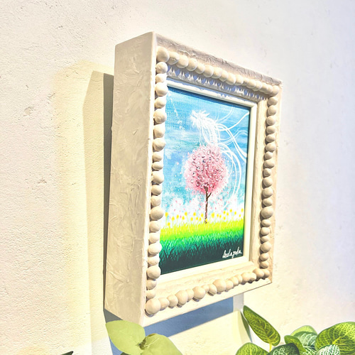 絵の中に水晶付き龍の絵 原画 (桜バージョン) 龍神様 龍 dragon 水晶