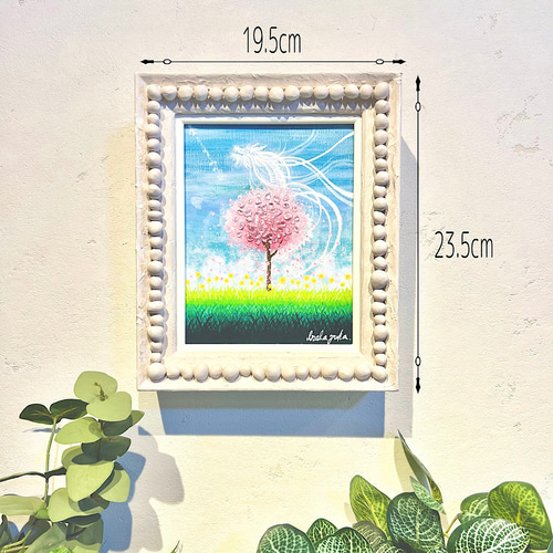 絵の中に水晶付き龍の絵 原画 (桜バージョン) 龍神様 龍 dragon