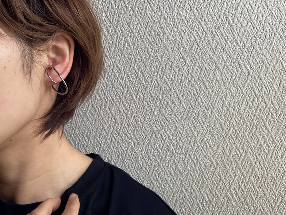 ーdouble  hoop ear cuffー　サージカルステンレス　イヤーカフ　イヤークリップ　イヤリング　フープ 16枚目の画像