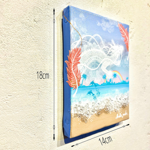 絵の中に水晶付き龍の絵 原画 (海バージョン) 龍神様 龍 dragon 水晶