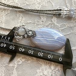 ブルーレースアゲート（マクラメ編みネックレス）天然石マクラメネックレス 3枚目の画像