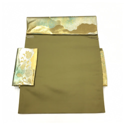 美品　正絹　オリーブゴールド　袋帯　二部式　二重太鼓　作り帯　 5枚目の画像
