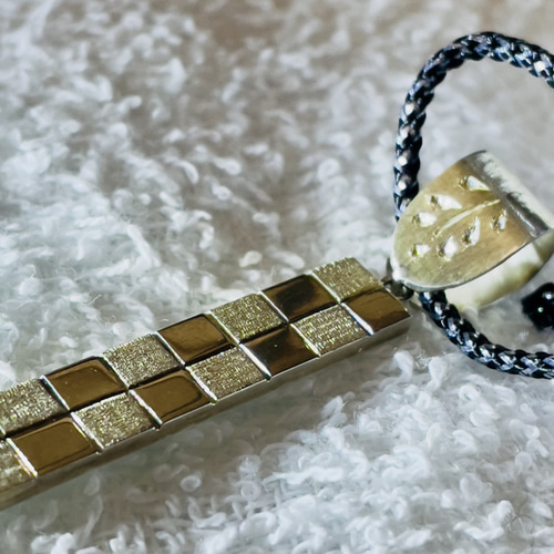 シルバー ペンダントトップ 市松模様のペンダントトップ950シルバー