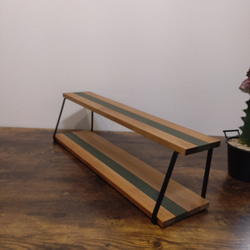 新色　6色から選べる　スパイスキッチンラック　台形アイアン✕木製2段棚 ディスプレイラック 7枚目の画像